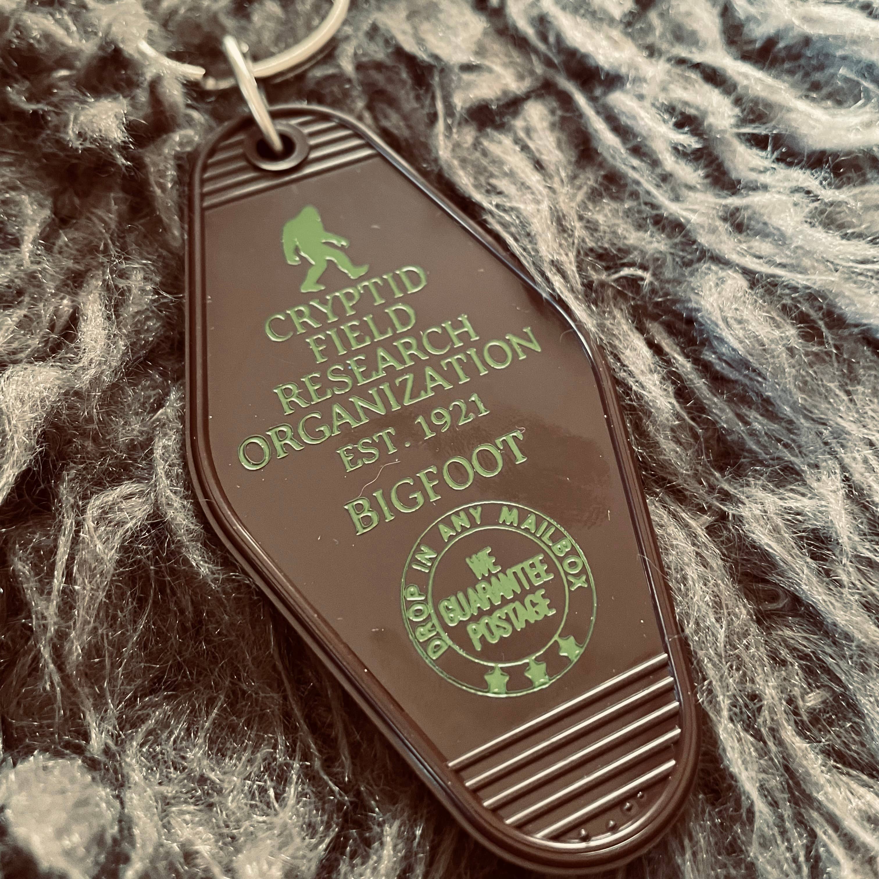 3 Sister Design Co Motel Key Fob - Cryptid Field Research Org. (Bigfoot)