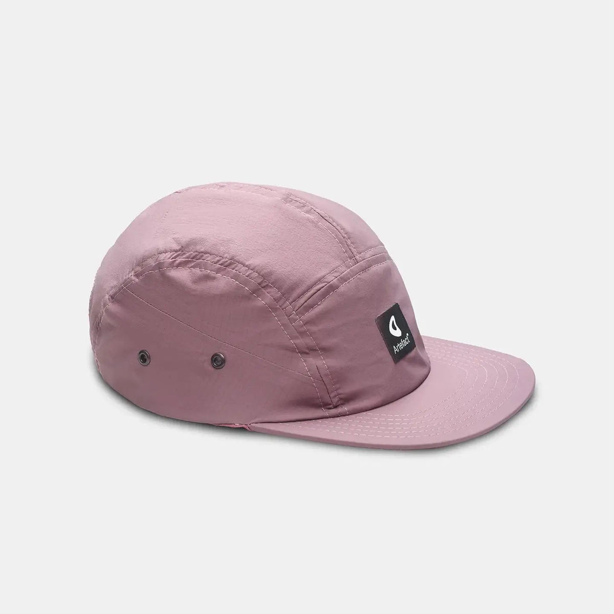 Forager Provisions LTD Artefact Eco Cirrus 5-panel cap in pastel pink made from upcycled technical fabric.