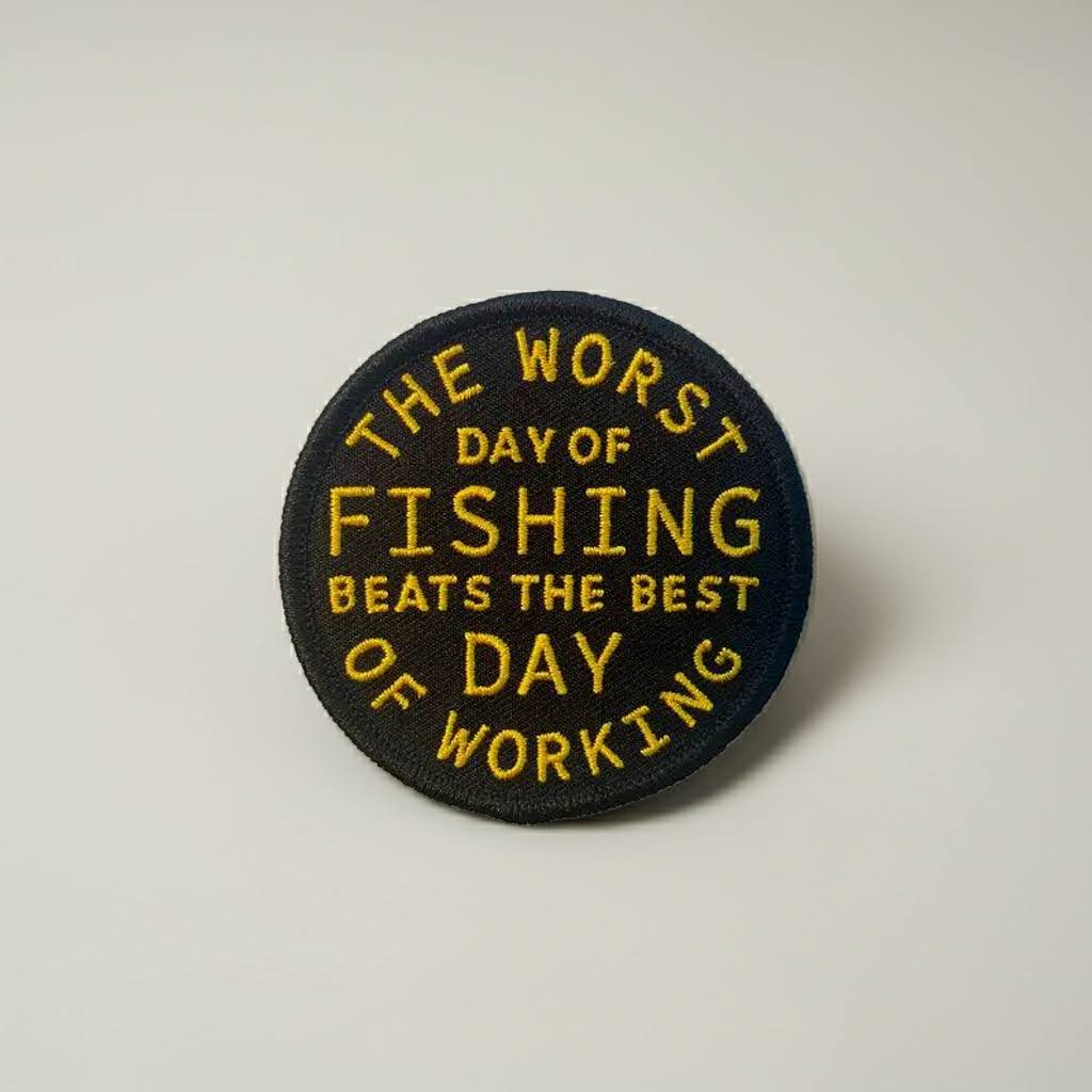 Union Made Fishing Beats Working Iron On Patch