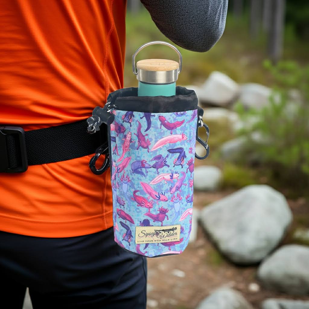 Sipsey Wilder Axolotls 22oz Water Bottle Holder With Waist Strap