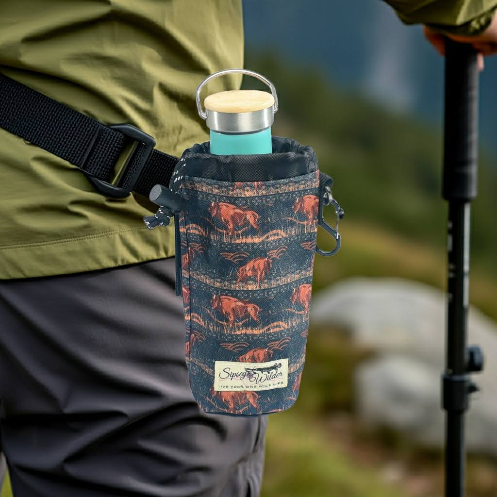 Sipsey Wilder Born To Roam Buffalo 22oz Water Bottle Holder With Waist Strap