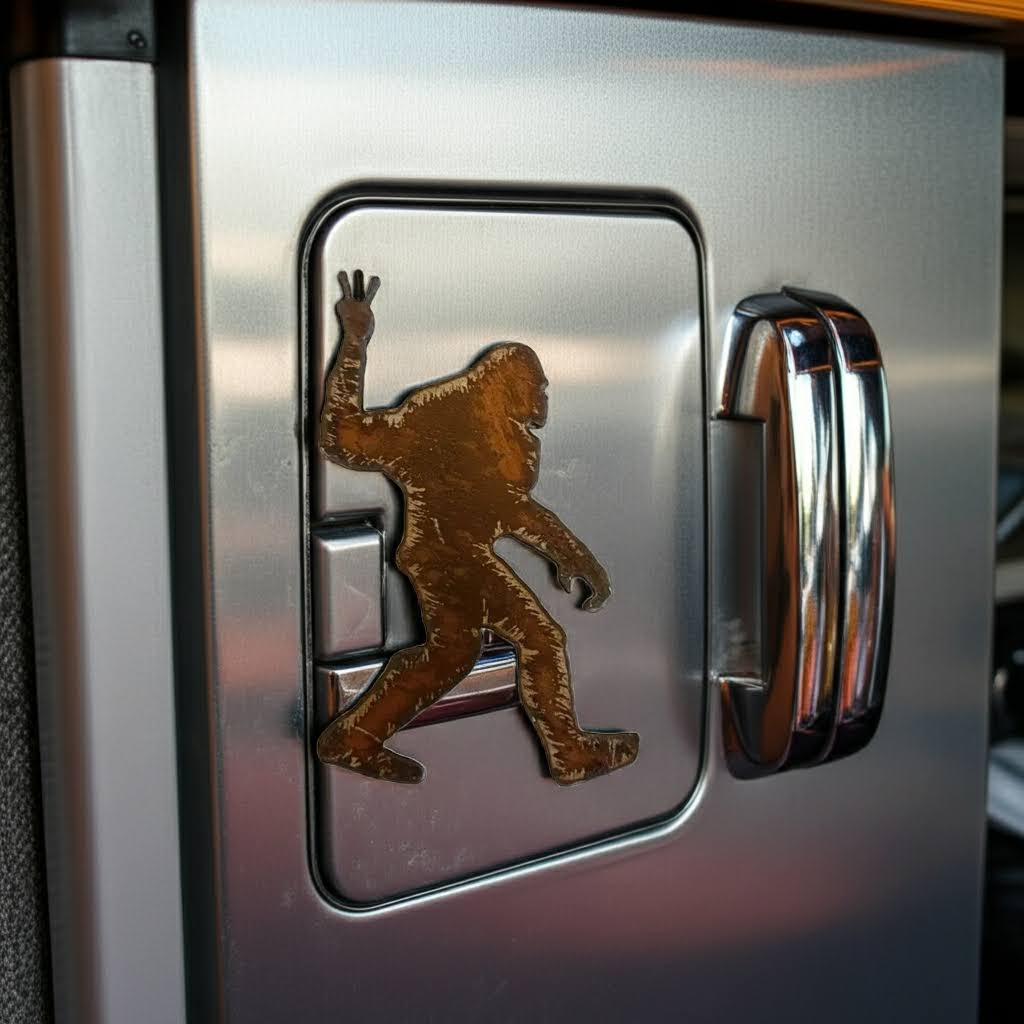 Universal Ironworks USA Bigfoot Peace Rustic Metal Oregon Magnet