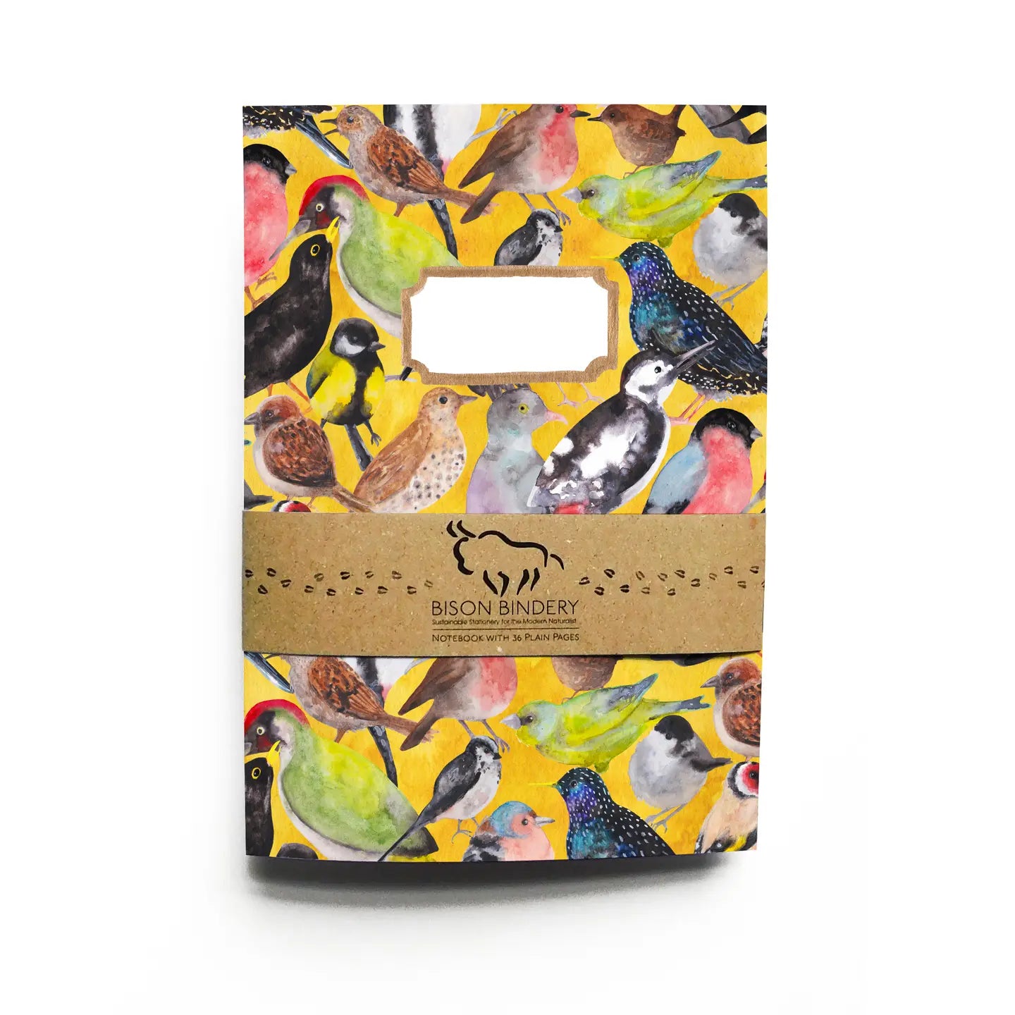 Bison Bindery A5 Recycled 36-Page Plain Notepad - Aves British Garden Birds