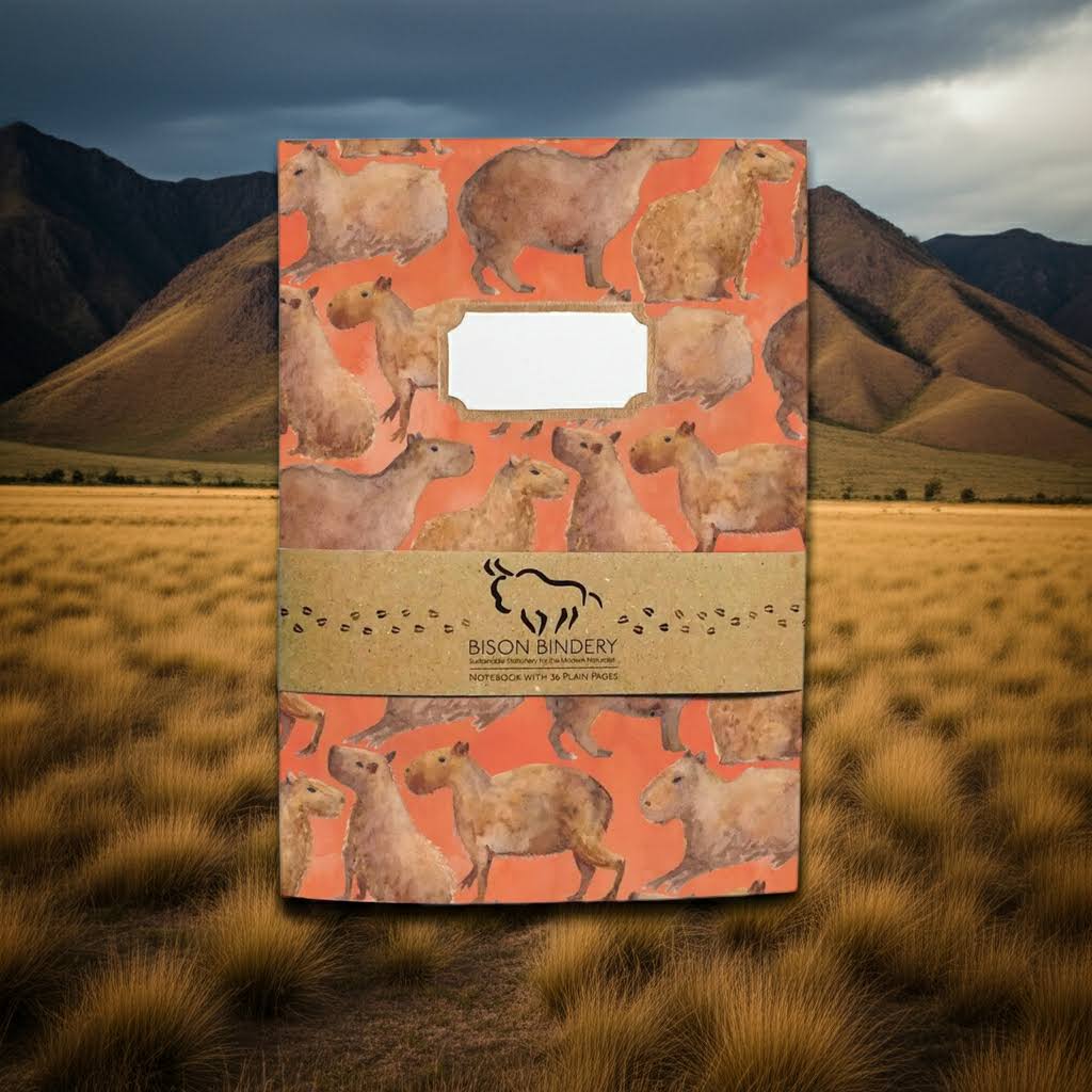 Bison Bindery A5 Recycled 36-Page Plain Notepad - Chill of The Capybaras