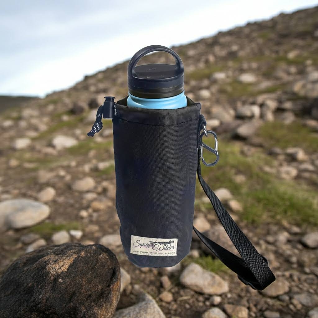 Sipsey Wilder Midnight Black 22oz Water Bottle Holder With Waist Strap