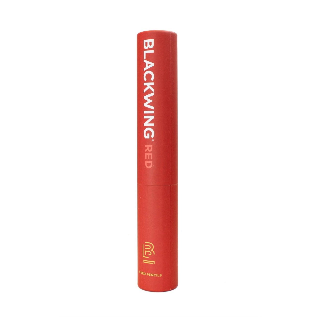Limited Edition Blackwing Red Pencils in tall red Blackwing cylinder, gold text branding; set of 6 collectible writing pencils.
