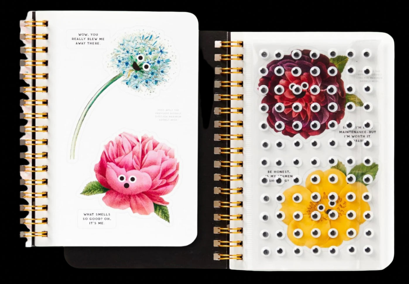 Brass Monkey Best Buds Sticker Book with googly-eyed flower, vintage floral stickers, and illustrated pages for fun creativity.