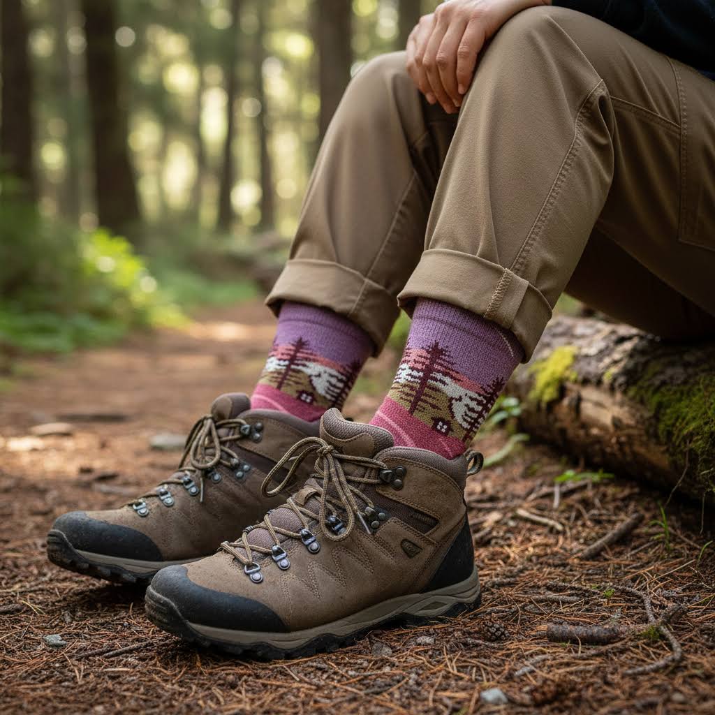 Darn Tough 5013 Women's Northwoods Micro Crew Midweight Hiking Socks - Cranberry