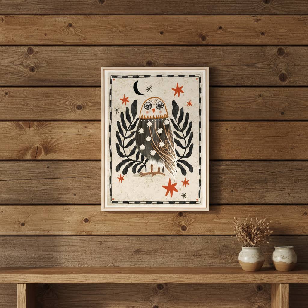 Carole Hillman French Folk Owl Unframed Print A4