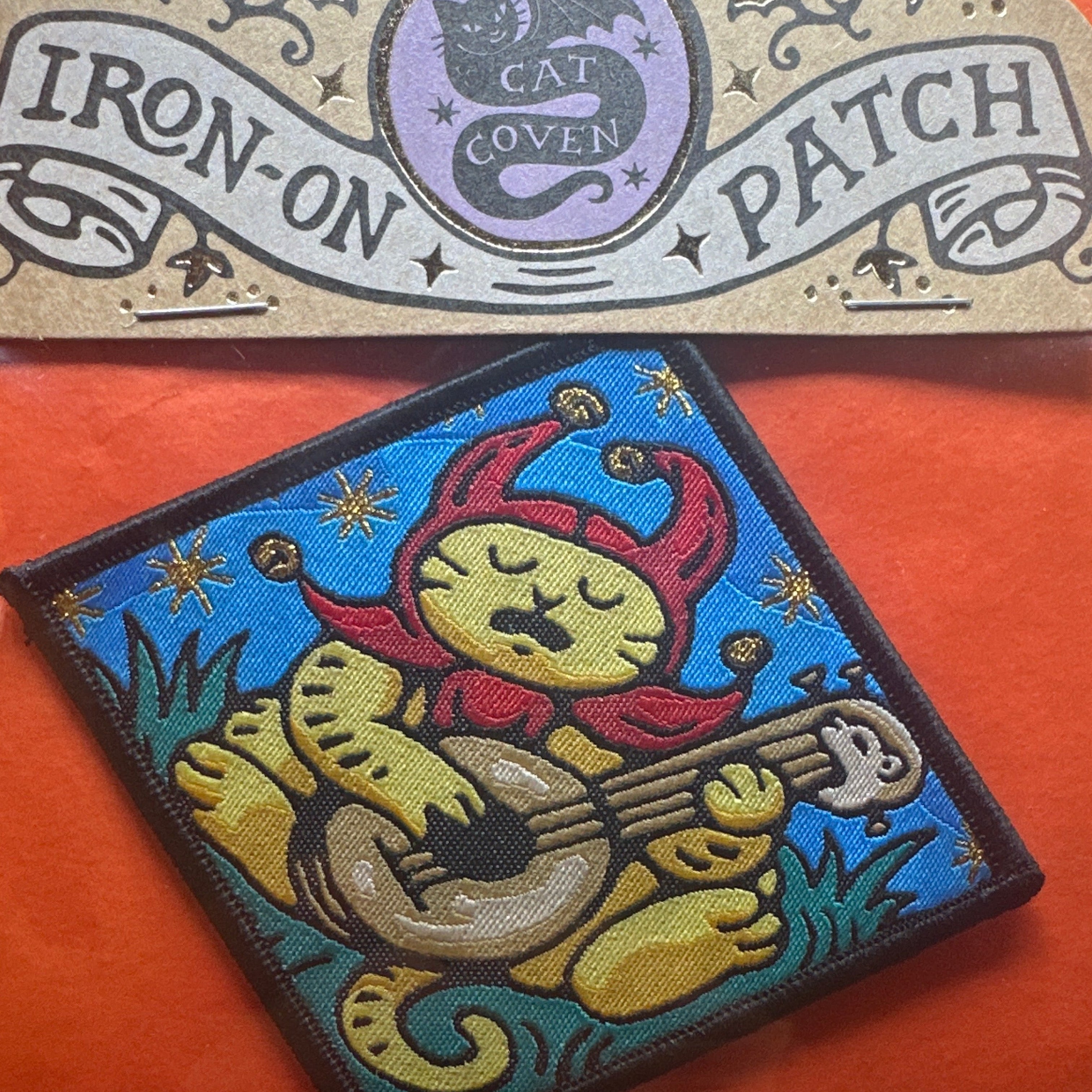 Cat Coven Sad Jester Cat Woven Patch
