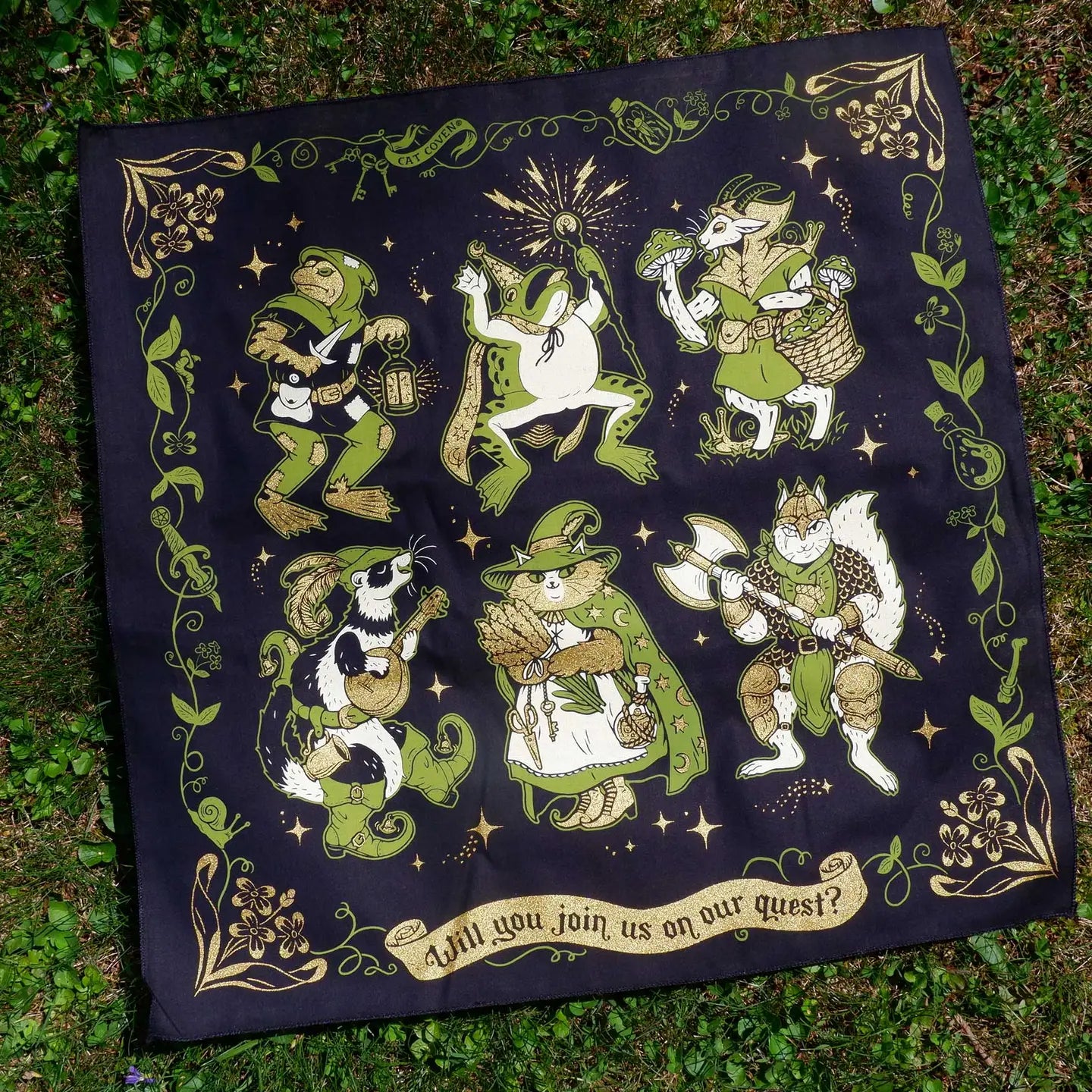 Cat Coven Join Our Quest Cotton Bandana