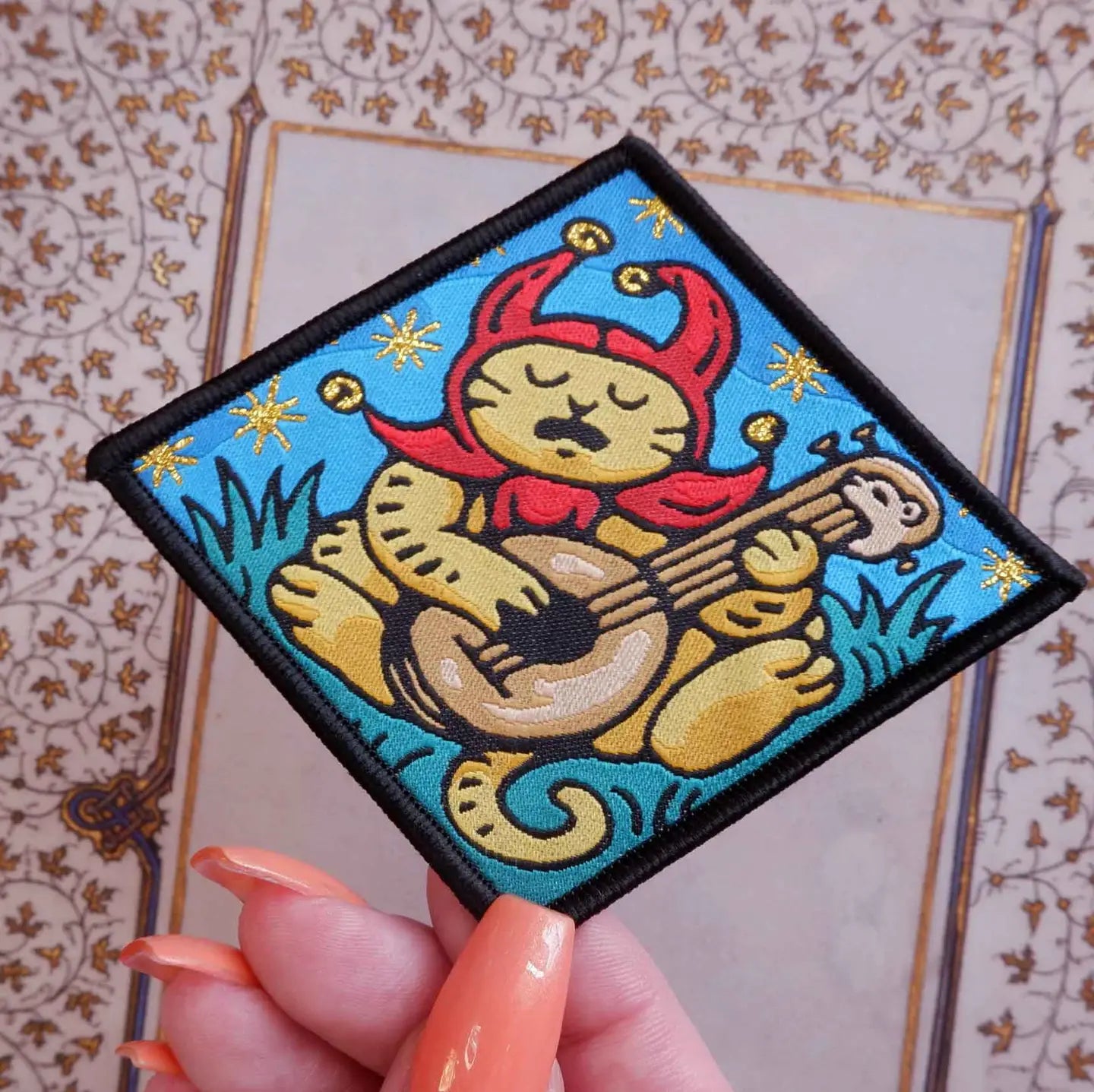 Cat Coven Sad Jester Cat Woven Patch