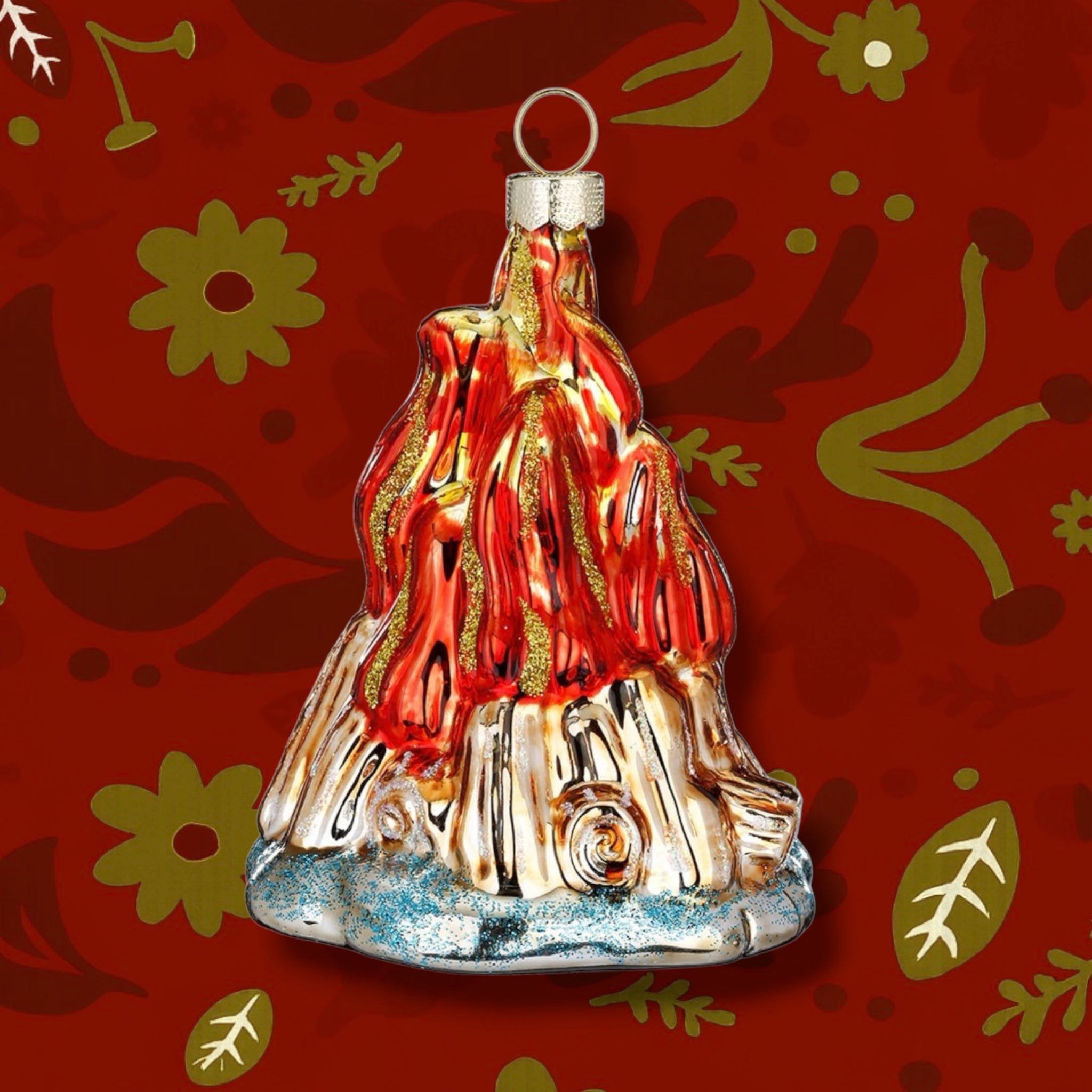 Campfire Glass Christmas Hanging Decoration