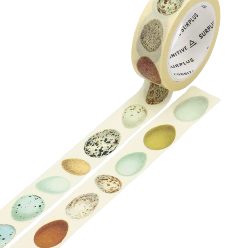 The Cognitive Surplus Washi Tape Eggs roll showcases an array of colorful speckled egg designs on a white background, making it ideal for all your crafting supplies needs.