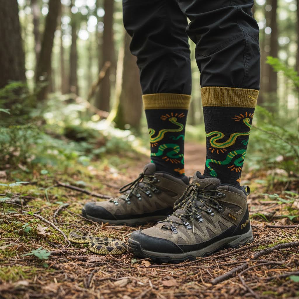 Darn Tough 6119 Charcoal Men's Field Guide Crew Lightweight Lifestyle Sock Snake - Charcoal