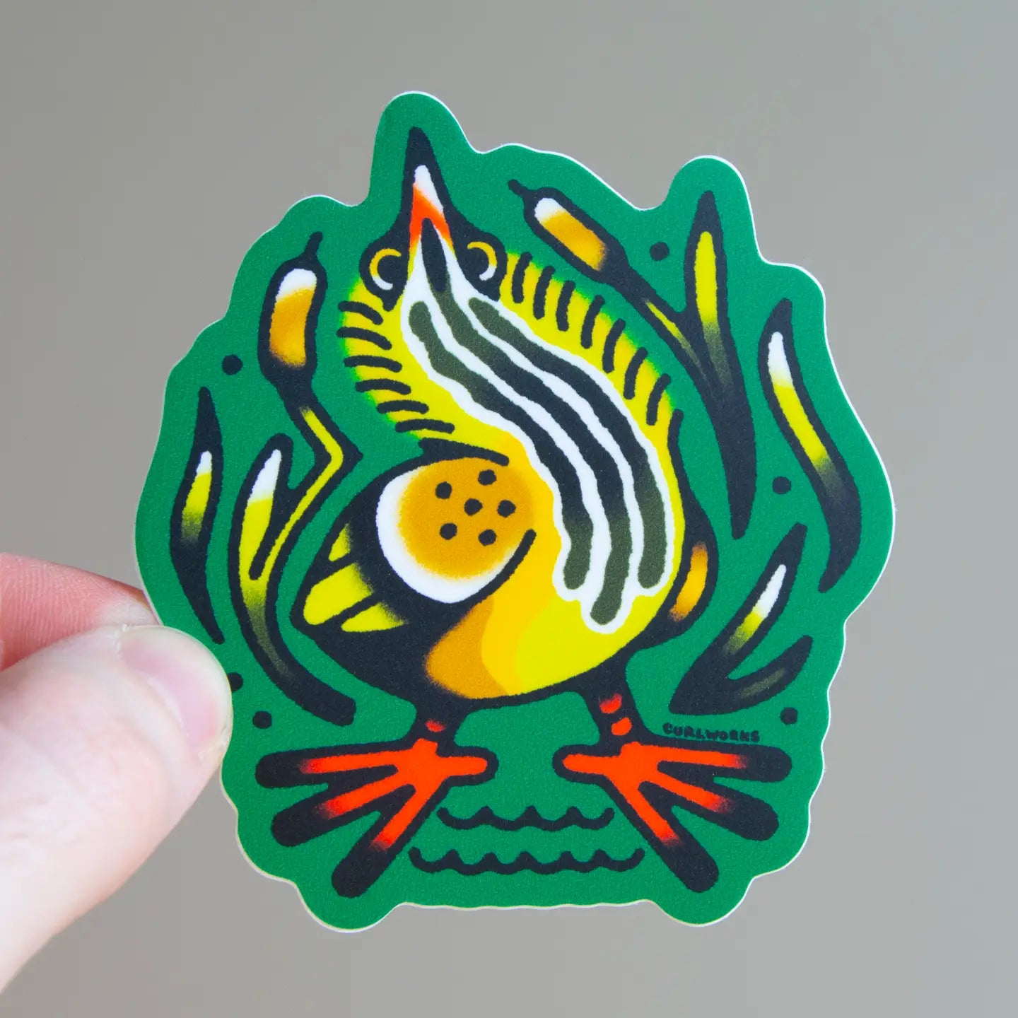 Curlworks Bitten Bird Vinyl Sticker