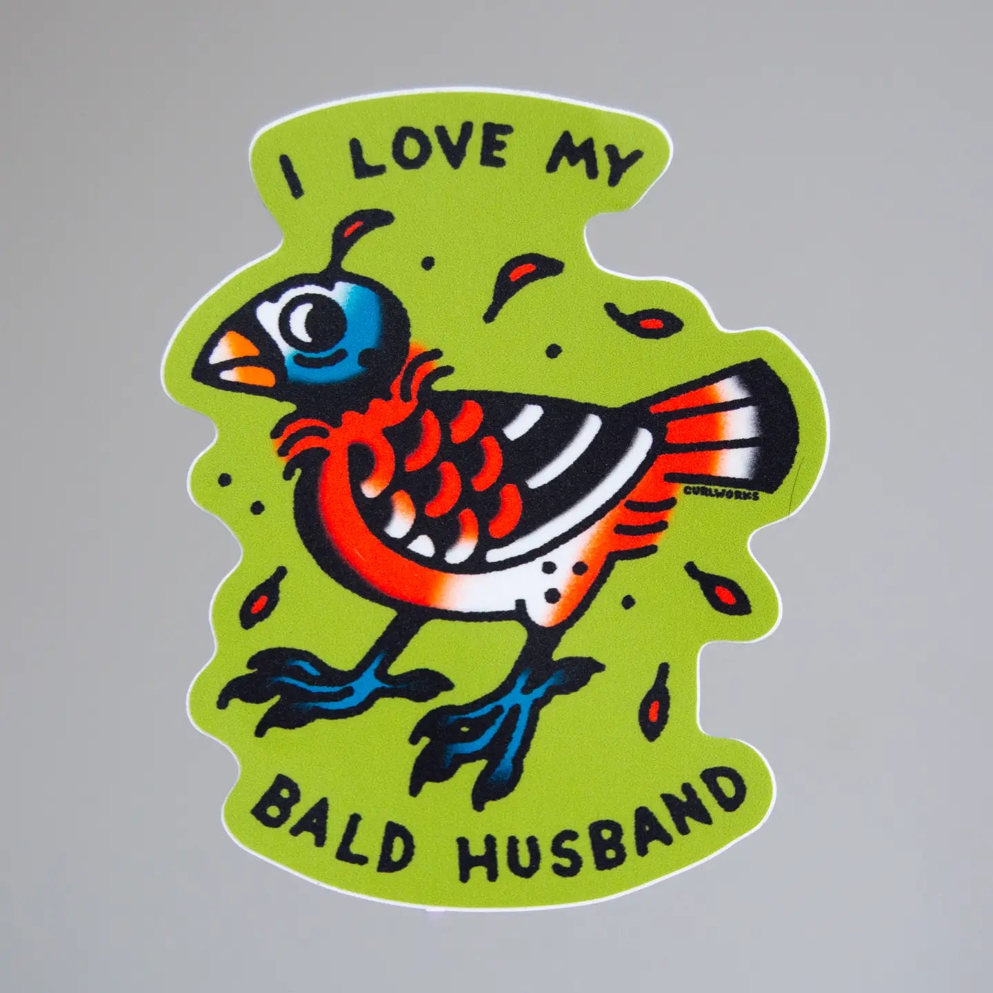 Curlworks I Love My Bald Husband Vinyl Sticker