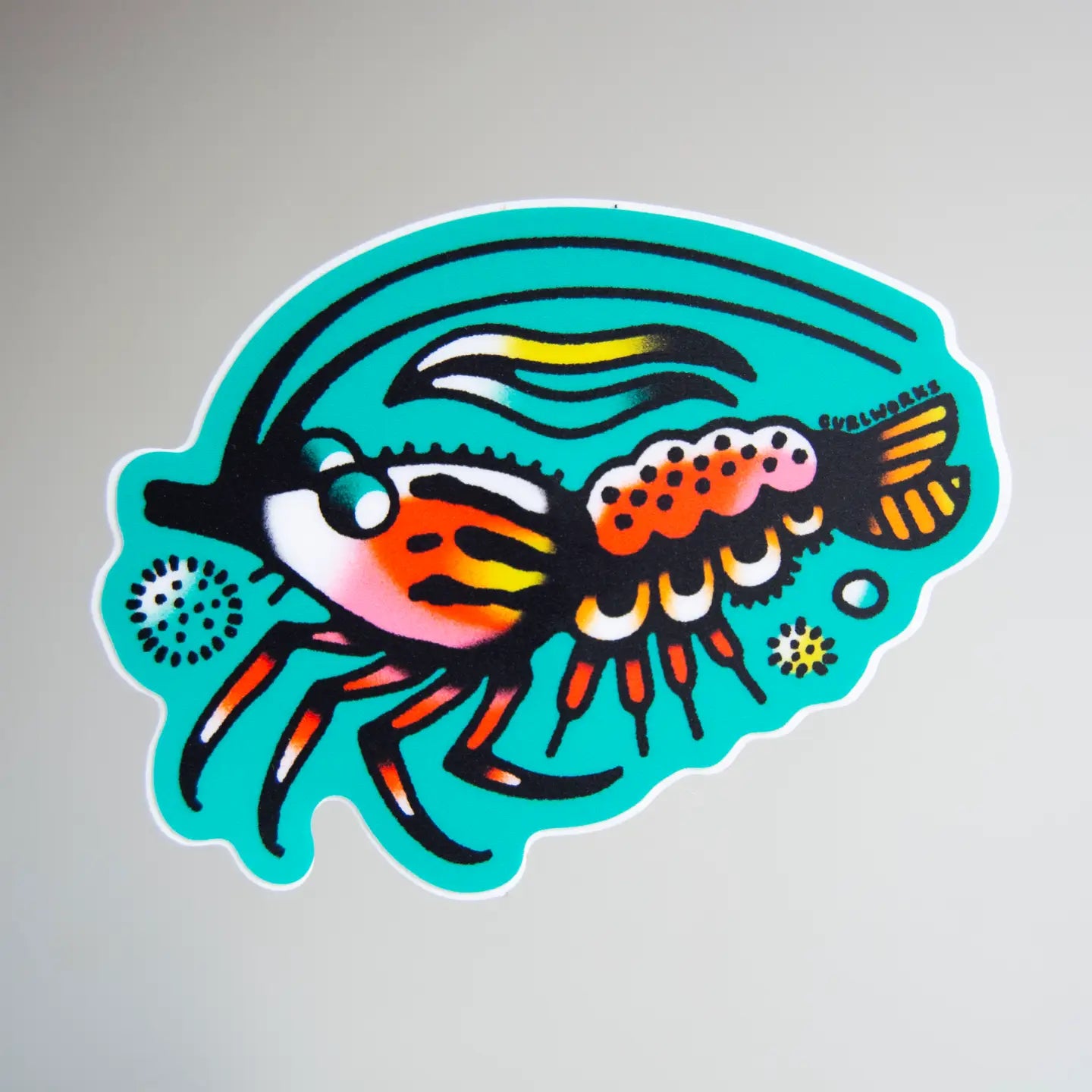 Curlworks Shrimp Vinyl Sticker