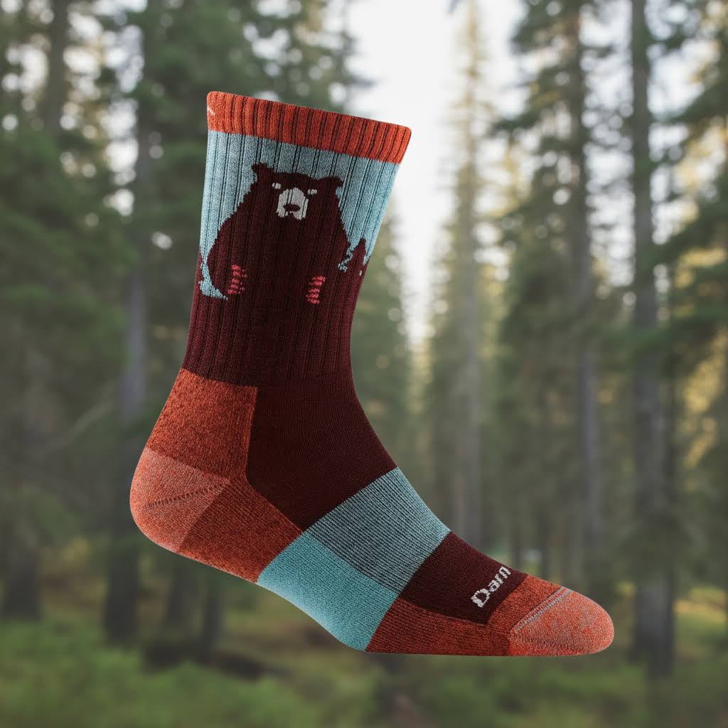 Darn Tough 1970 Women's Bear Town Micro Crew Lightweight Hiking Socks - Burgundy