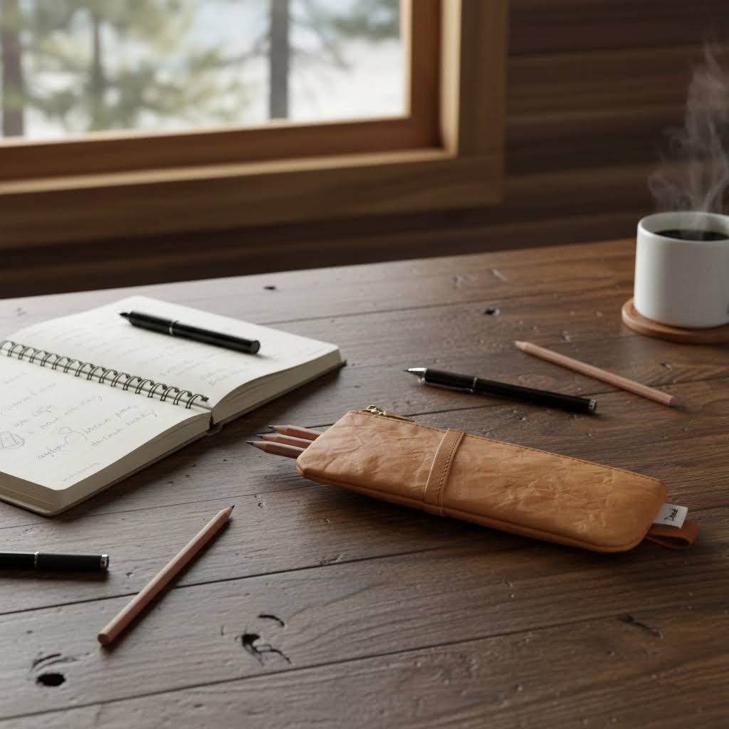 Denik Caramel Crinkle Vegan Leather Notebook Pouch