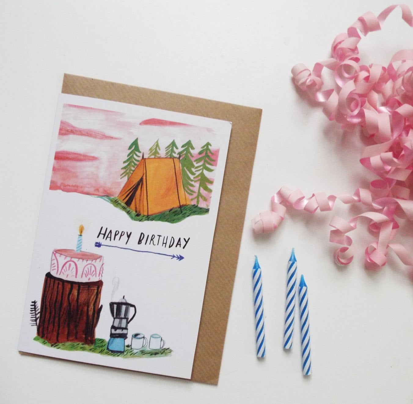 Dick Vincent Illustrations Greeting Card - Happy Birthday Camping