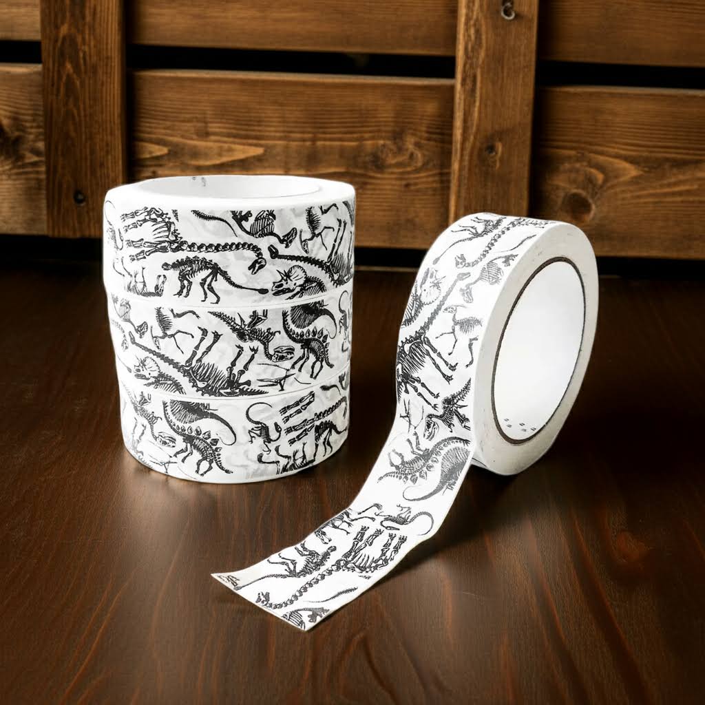 Bison Bindery Mesozoic Dinosaur Print Recyclable Eco Paper Sticky Tape