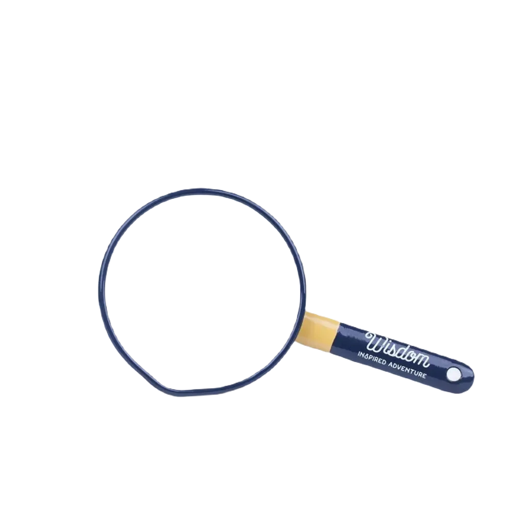 A white Emalco Enamelware Enamel Wisdom Saucepan, featuring a yellow-tipped handle and "Wisdom Inspired Adventure" etched on its surface, set against a plain background.