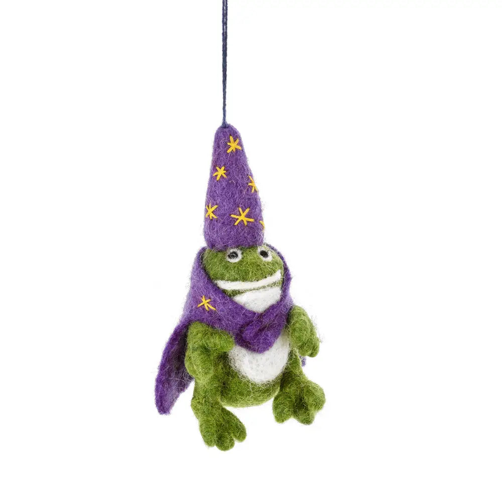 Felt So Good Frog Wizard Handmade Hanging Folklore Decoration