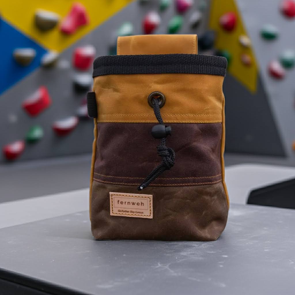 Fernweh UK Waxed Canvas Rock Climbing Chalk Bag - Sand/Bracken/Bark