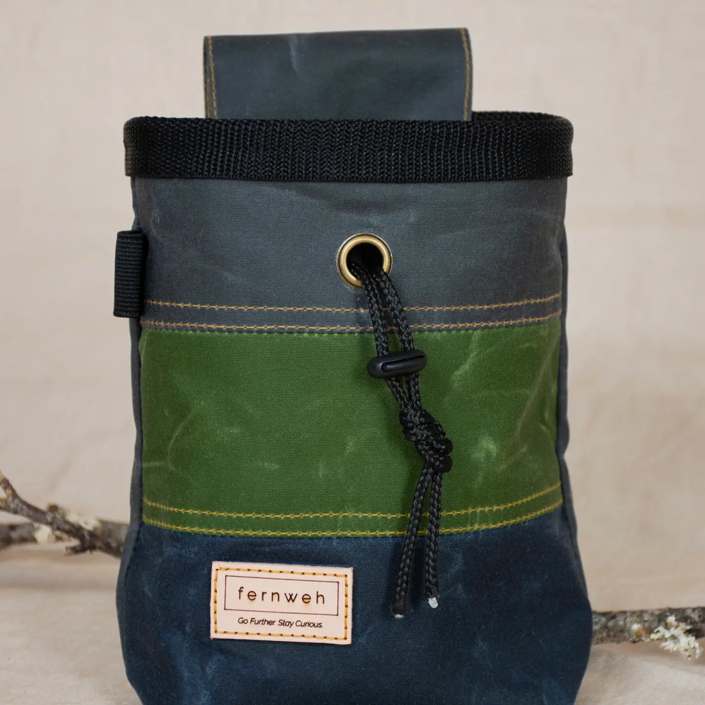 Fernweh UK Waxed Canvas Rock Climbing Chalk Bag - Scree/Moss/Storm