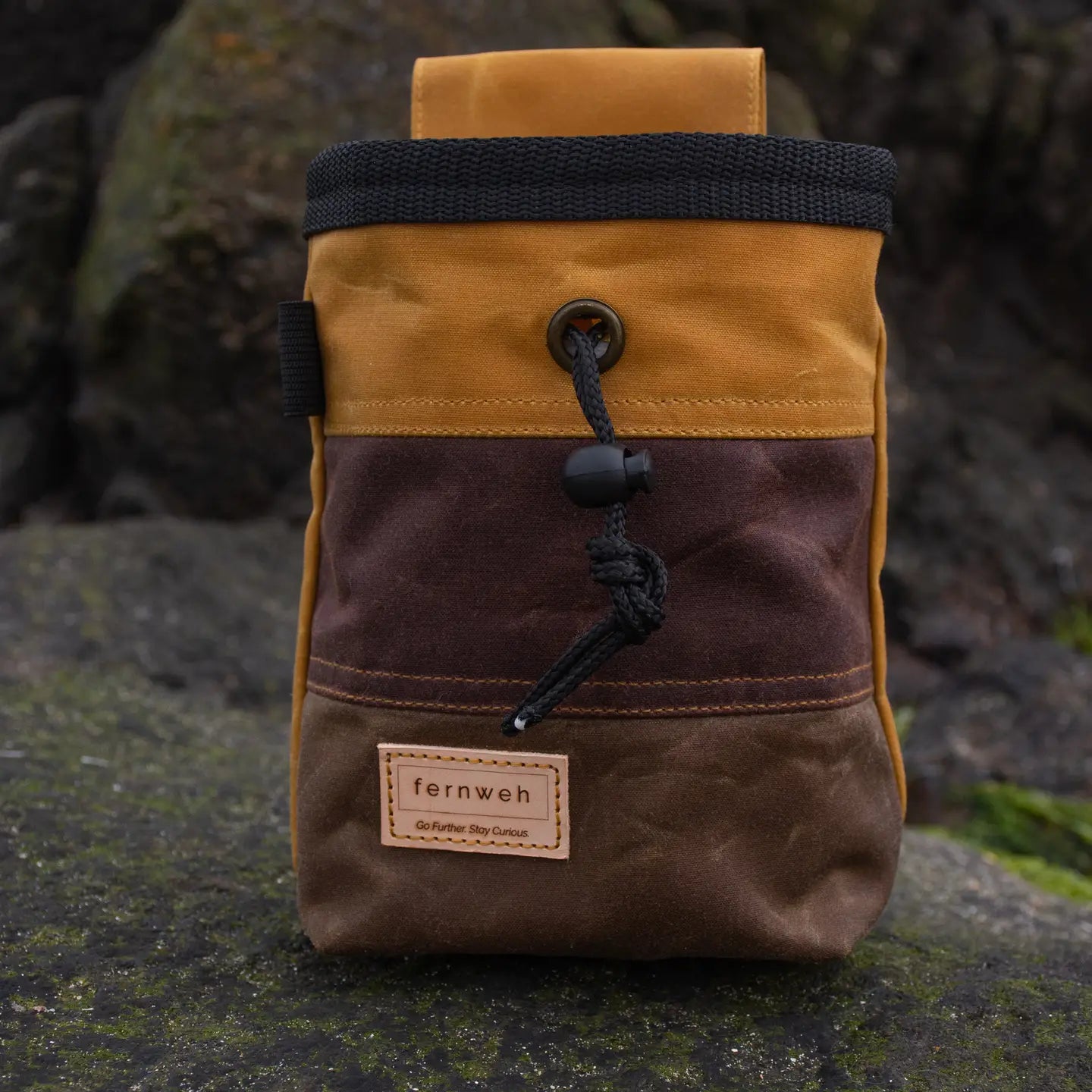 Fernweh UK Waxed Canvas Rock Climbing Chalk Bag - Sand/Bracken/Bark