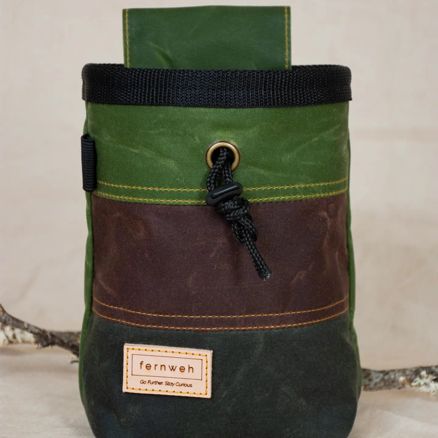 Fernweh UK Waxed Canvas Rock Climbing Chalk Bag - Moss/Bracken/Forest