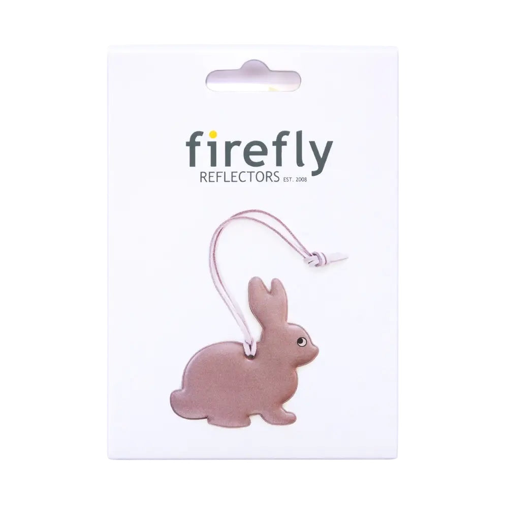 Firefly Sweden Pink Bunny Reflector Bag Charm—adorable animal-shaped safety accessory for kids’ backpacks, purses, or bags.