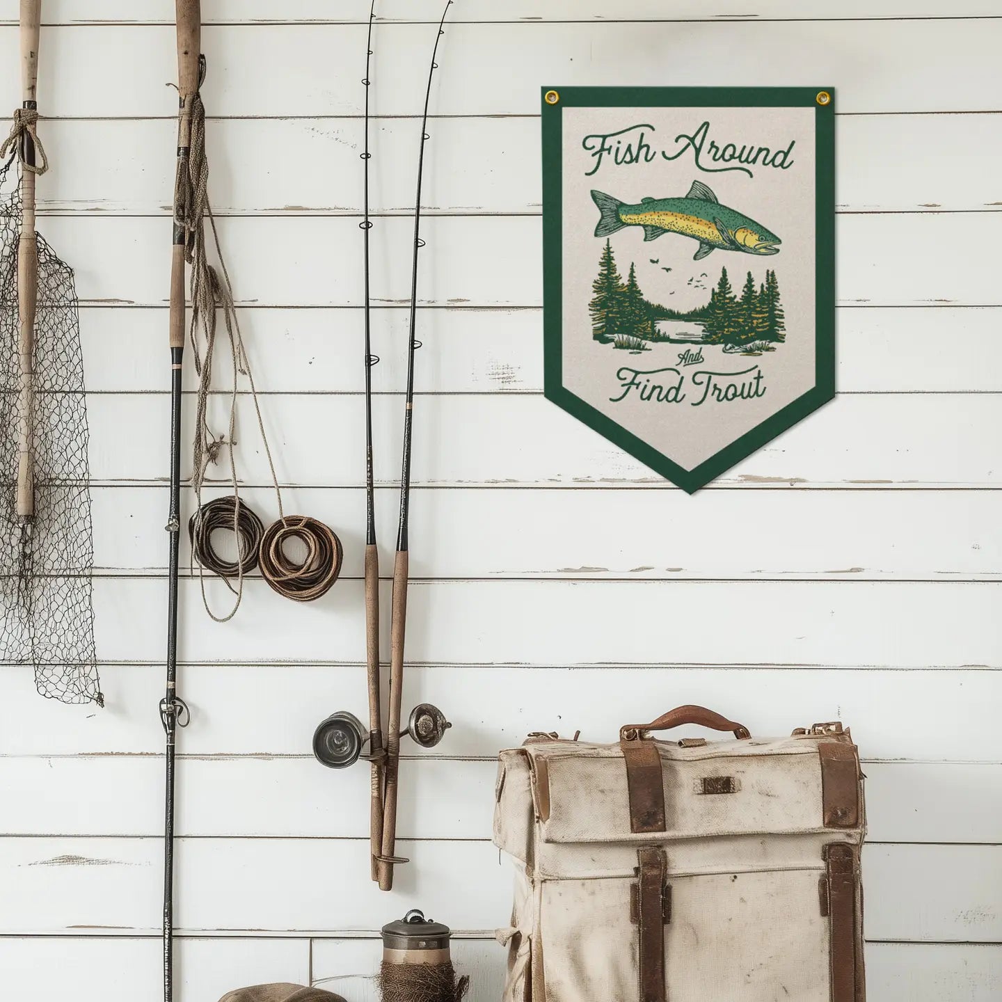 Benoit’s Design Co - Fish Around And Found Trout Felt Banner