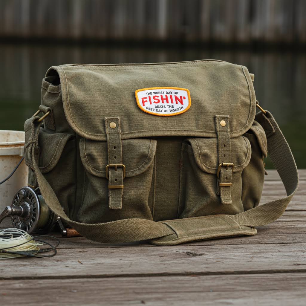 Union Made Embroidered Patch - Fishing Beats Working