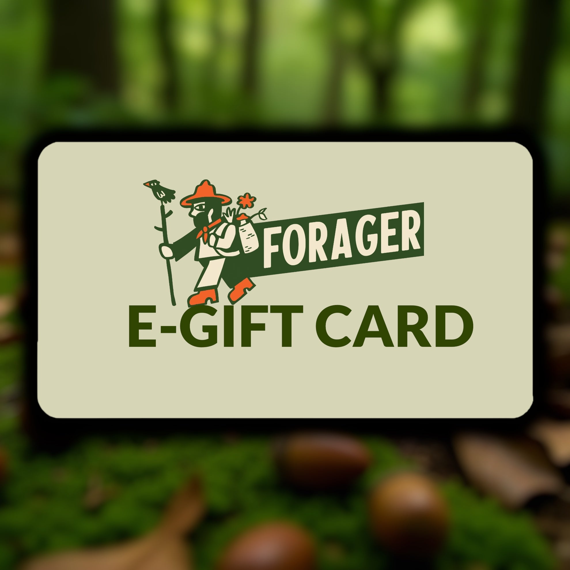 Forager e-gift card with forest background
