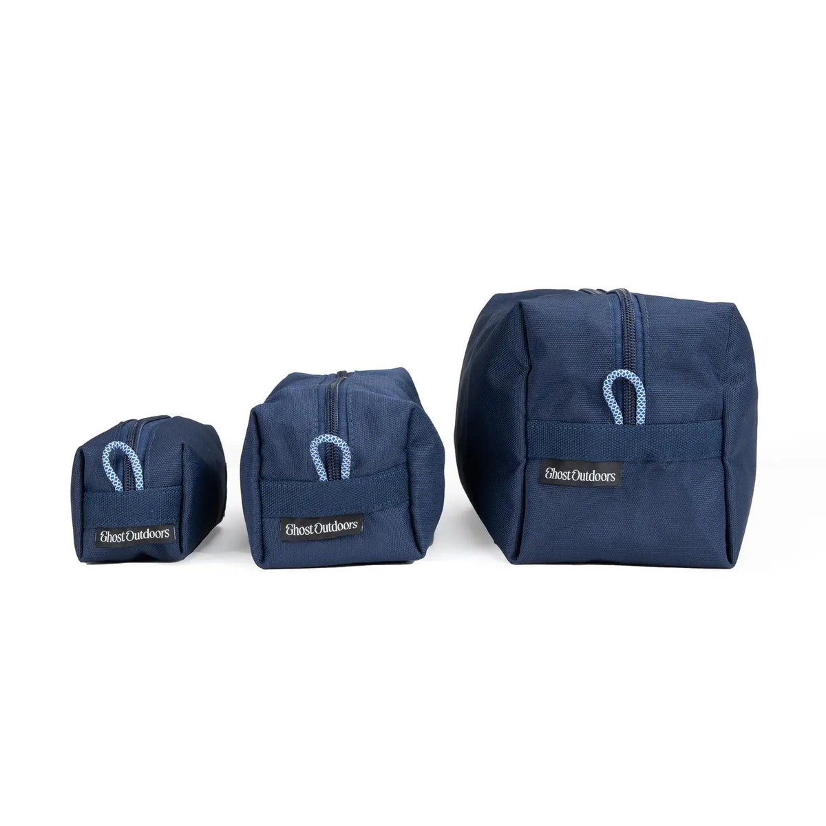 Forager Provisions LTD Ghost Outdoors Australia navy blue modular travel dopp kit 3-pack with zipper pulls