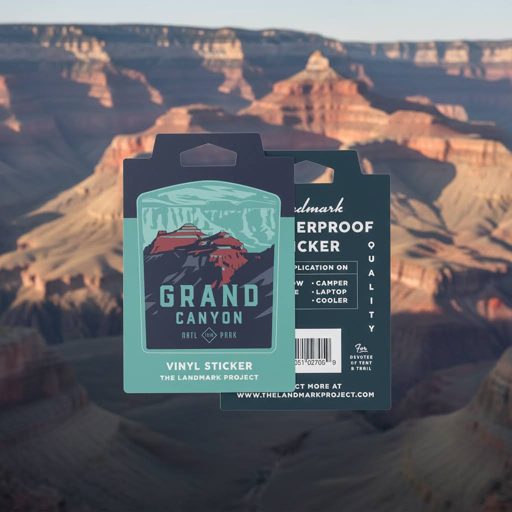 Forager Provisions LTD Grand Canyon North Rim vinyl sticker with mountain landscape design on product packaging