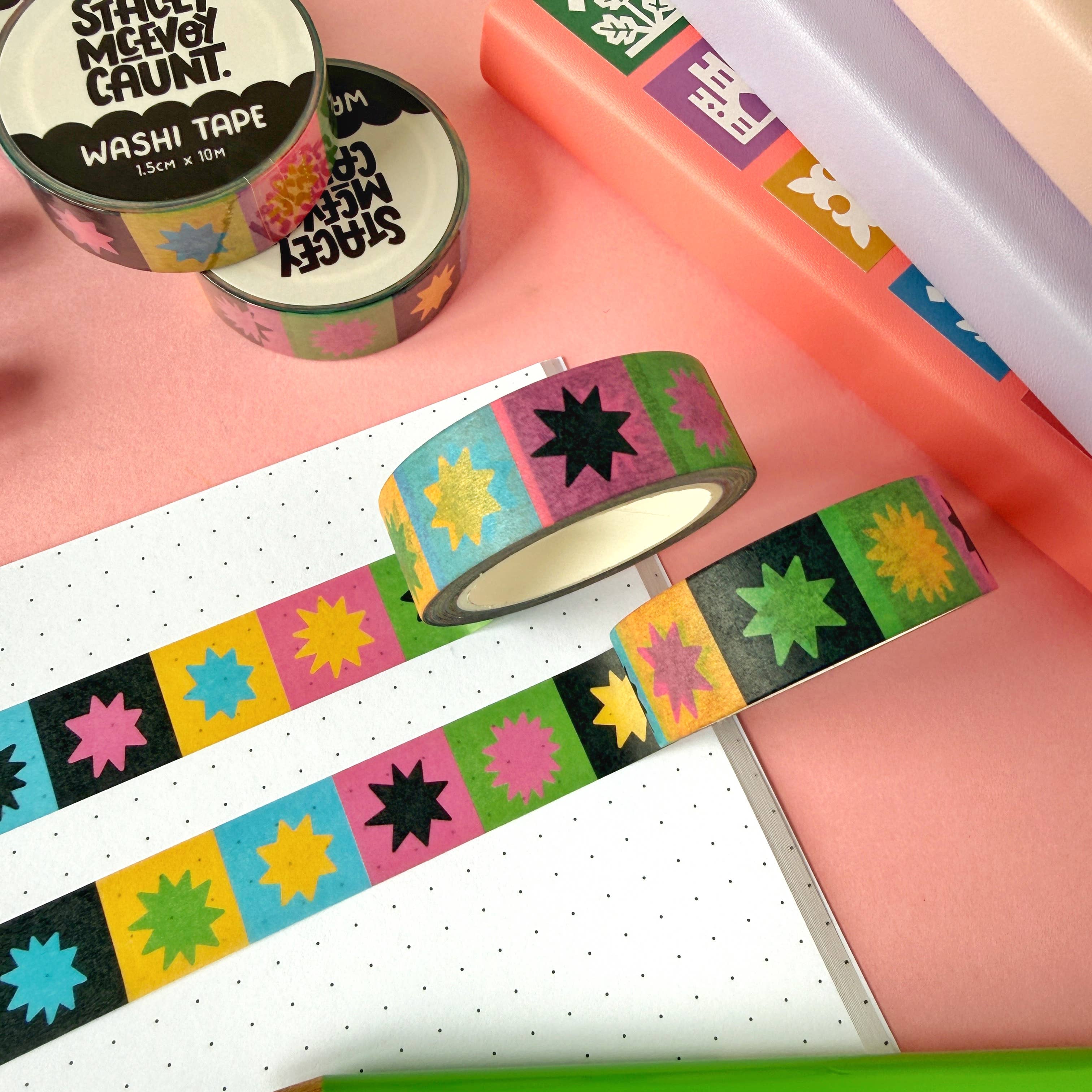 Stacey McEvoy Caunt Rainbow Star Grid Pattern Washi Tape