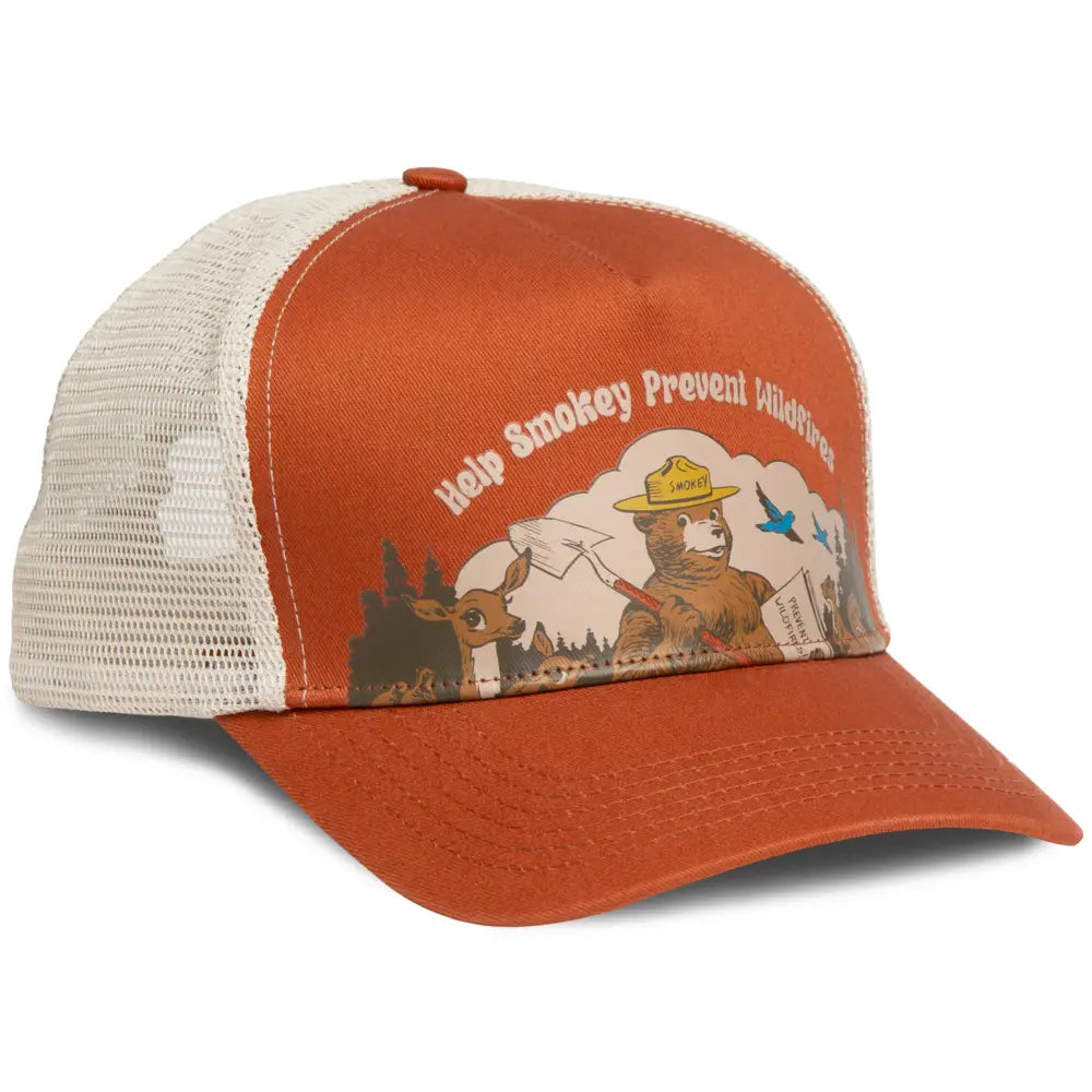 The Landmark Project Help Smokey 5-Panel Terracotta Red Mesh Trucker Cap