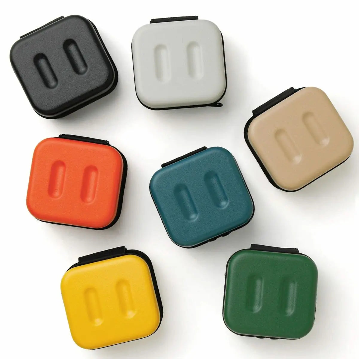 Six Hightide Nahe Mini Orange Hardshell Storage Cases with durable zippers are neatly arranged on a bright white background.