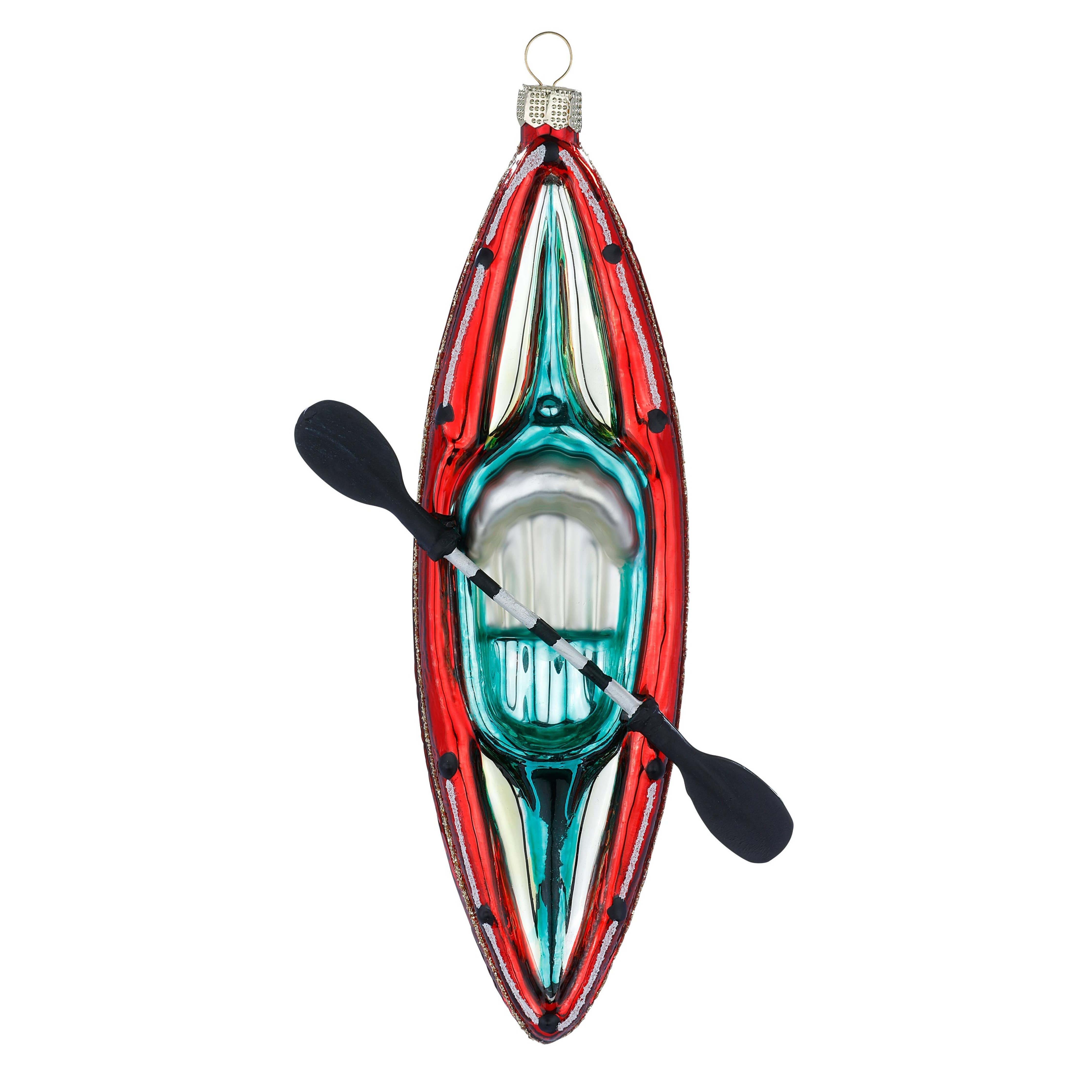 Kayak Glass Christmas Hanging Decoration