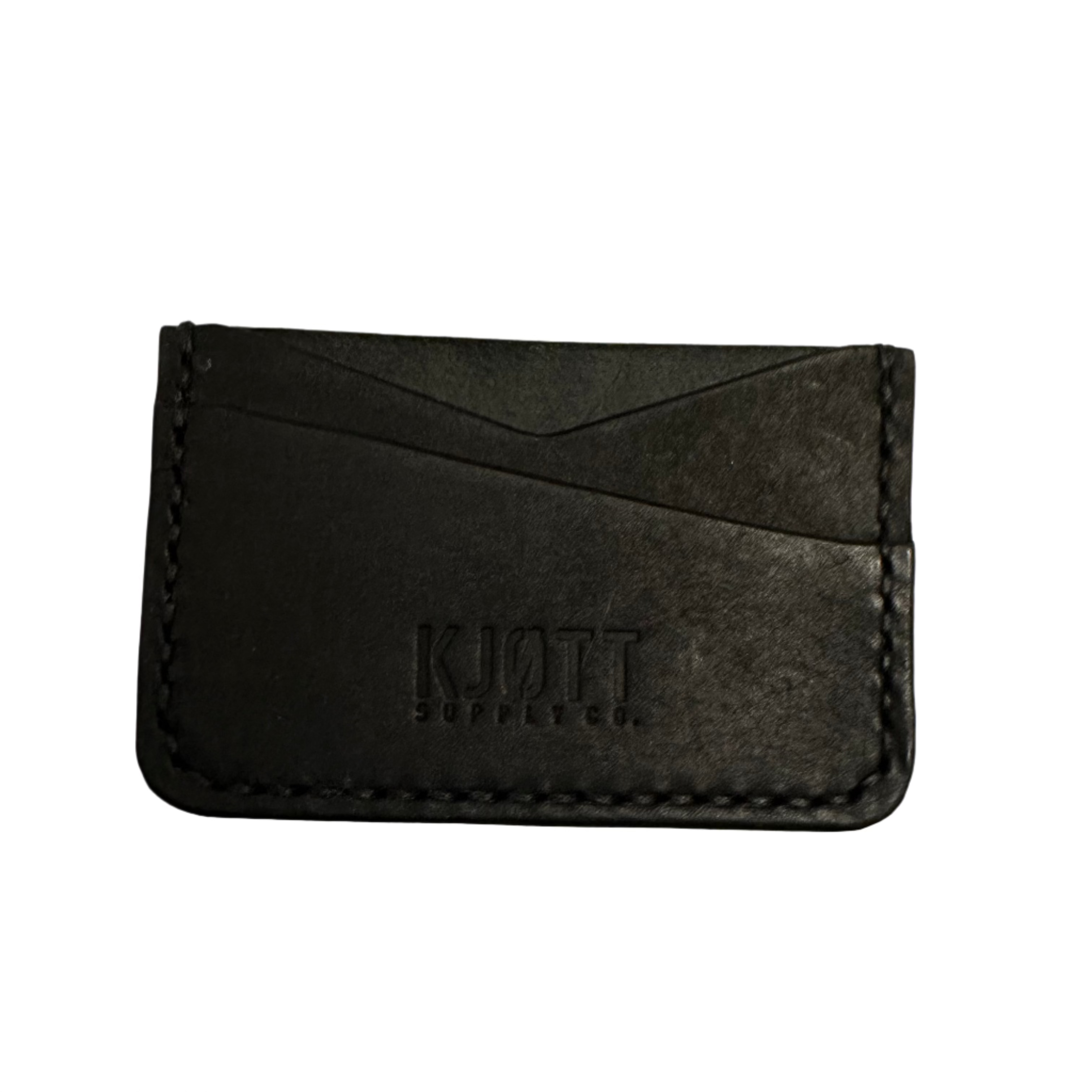 Kjøtt Supply Co Pueblo Nero Black Leather 008 Card Holder—premium slim wallet with 2 slots & embossed logo.