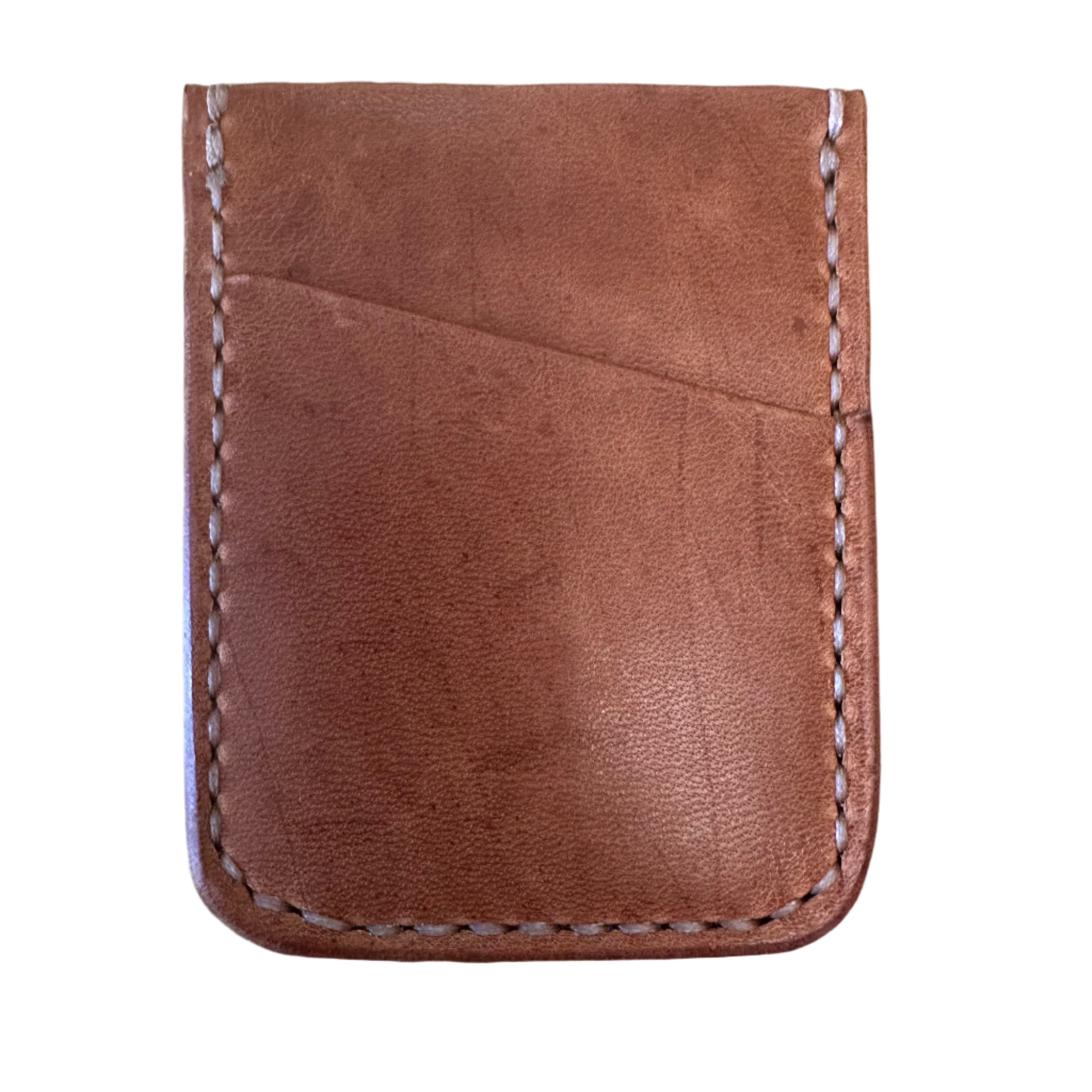 Horween Natural Leather 005 Card Holder by Kjøtt Supply Co—slim, vertical minimalist wallet for cards. Premium leather accessory.