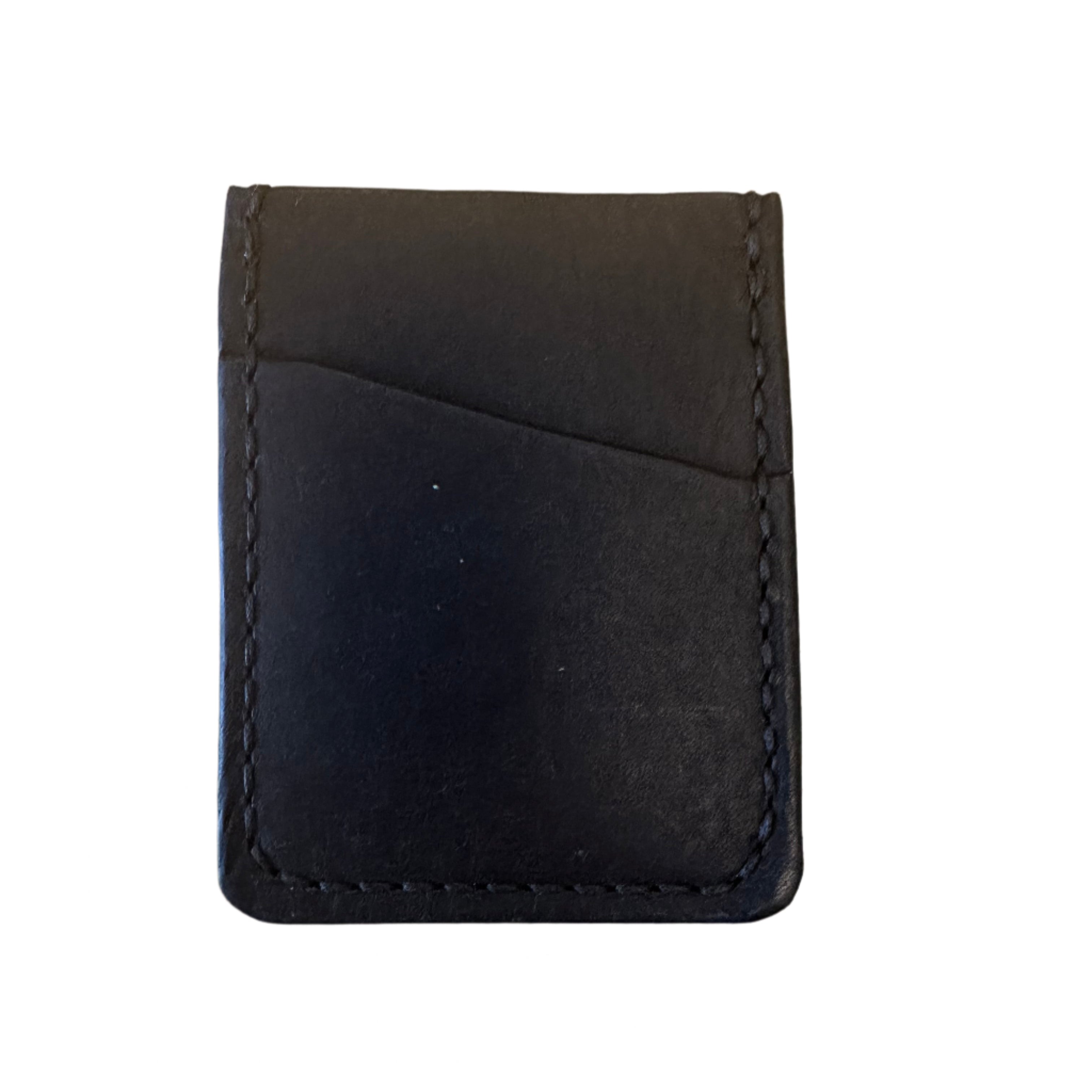 Kjøtt Supply Co Leather 005 Vertical Card Holder Nero Black—hand-stitched, front pocket, sleek wallet card holder.