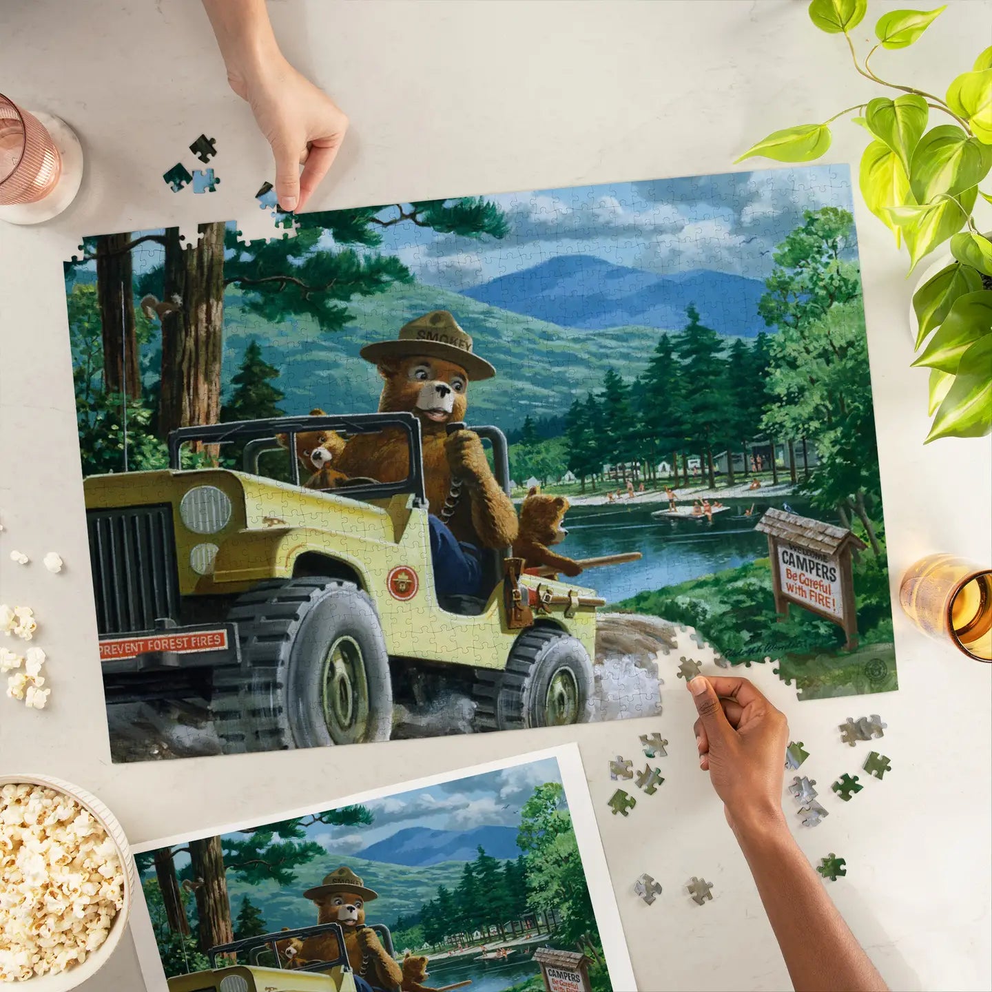 Lantern Press 1000 Piece Puzzle - Smokey Bear Leaving in Suv Vintage Poster