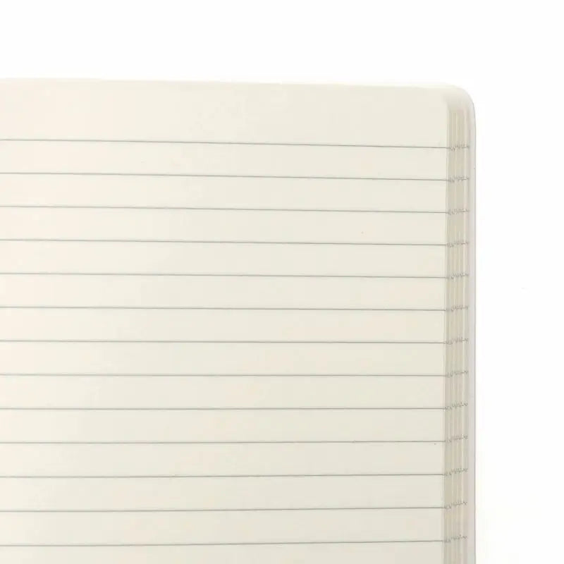 A Hightide Penco Soft PP Notebook in green, featuring a soft touch cover with yellow text, containing 72 sheets of lined paper with 7mm ruled lines, and measuring 105 x 148 mm.