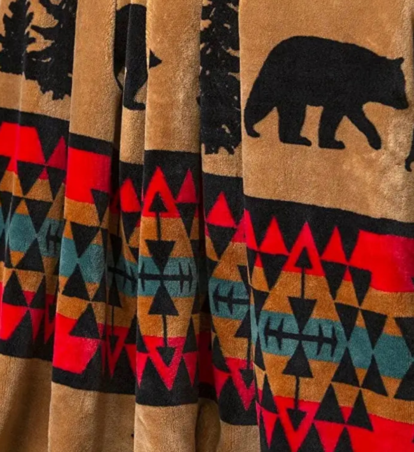 Linen Mart Bear Trails Native Throw Blanket 54x68