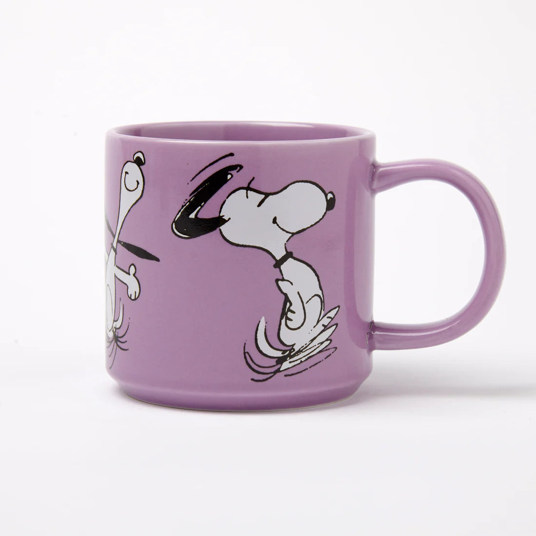 Magpie Snoopy Purple Mug – Happy Dance: Peanuts collectible mug with black-and-white Snoopy art, perfect gift for fans.