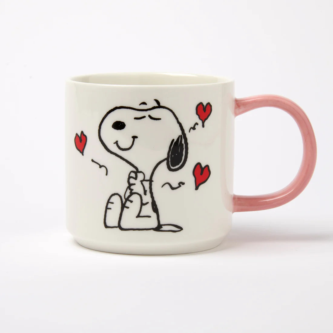 Magpie Gifts Snoopy I Love You Mug—ceramic, pink handle, heart design; ideal Peanuts gift for coffee lovers and collectors.